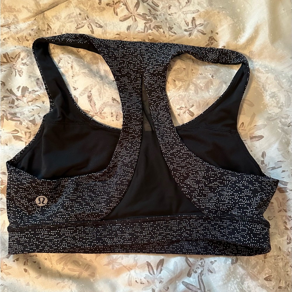 lululemon Black & White Speckled Racerback Sports Bra